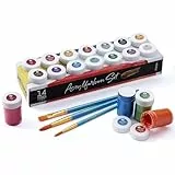int!rend Acrylfarben Set Metallic - 14x 18ml Acrylfarbe und 3 Pinsel - Acryl Metallic Farbe für Holz Leinwand Ton Steine & Gips - Modellbau Farben Steinfarben wetterfest