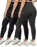 HLTPRO 3er-Pack Leggings in Übergröße für Damen (Größe XL – 4X), hohe Taille, dehnbar, weiche Hose für Workout, Laufen, Yoga, Schwarz / Schwarz Splitter / Heather Grey, 36X-Large Mehr