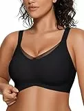 OEAK Damen BH Ohne Bügel Push Up Nahtloser Crossover Mesh V-Ausschnitt Bustier Bügelloser Gepolstert Glatter BHS mit zusätzlicher Verlängerung,Schwarz,XXL