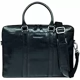 dbramante1928 - Nordborg Laptoptasche 15 Zoll für Damen & Herren - Aktentasche mit abnehmbarem & verstellbarem Schultergurt - Aus echtem Vollnarbenleder - Black N.E. (2nd Gen)