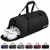 BECOJADDE Sporttaschen für Damen und Herren, 35L Reisetasche Duffel Bag Übernachtungstasche mit Schuhfach & Nassfach, wasserdichte Handgepäcktasche für Sport, Fitnessstudio, Schwimmen, Schwarz