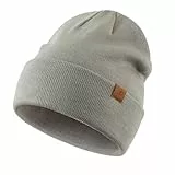 Magracy Strickmütze für Herren und Damen, Wintermütze, Unisex, mit Bündchen, Strickmütze mit Totenkopf, salbeigrün, Einheitsgröße