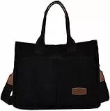 Prite Tragetasche für Damen, Kordsamt, lässige Hobo-Kuriertasche, Schultertasche mit mehreren Taschen, Schwarz