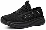 URDAR Herren-Laufschuhe, bequeme Wanderschuhe, Sneaker, athletisch, atmungsaktiv, Trainingsschuhe für Herren, leicht, Schwarz, 43 EU