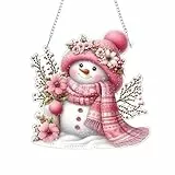 Diamond Painting Weihnachten Schneemann, Rosa Diamond Painting Winter Deko, Weihnachtlicher Baumschmuck, Fenster Christmas Decorations, Geeignet Für Weihnachtlicher, Türen Und Fenster, Wände Oder Mehr