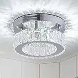 FRIXCHUR Moderne Kristall Kronleuchter Kleine LED Kristall Deckenleuchte für Esszimmer Schlafzimmer Wohnzimmer Flur (Kühl Weiß) 