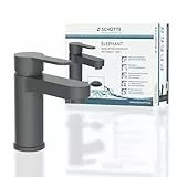 SCHÜTTE ELEPHANT Waschtischarmatur, elegante Mischbatterie inkl. Ablaufventil fürs Badezimmer, Wasserhahn Bad mit Pop-Up-Exzenter, Badarmatur Waschbecken Anthrazit matt, 34214