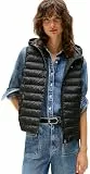 Tommy Hilfiger Damen Weste Padded Global Stripe Vest mit Kapuze, Schwarz (Black), M