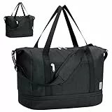 Narwey für Ryanair Handgepäck 40x20x25, Sporttasche Klein Weekender Damen, Reisetasche Handgepäck Tasche Flugzeug, Easyjet Handgepäck 45x36x20, Kliniktasche Geburt Travel Bag für Herren (Schwarz)