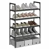 AcornFort® S-532 4 Ebenen Stöckiges Schwarz Verstellbare Schuhablagen Schuhaufbewahrung Hohes Schuhregal Organizer Regal Halteständer für 12 Paar Schuhe, 56 x 30 x 85 cm,Extra Robuste Bauweise