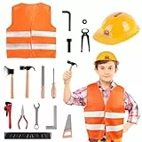 ACWOO Kinder Baumeister Spielset, Kinderspielzeug Werkzeugset, 16-teilig Baumeister Verkleidung mit Werkzeuggürtel, Bauarbeiter-Kostüm für Jungen und Mädchen (3–8 Jahre)