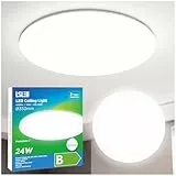 L5L3D LED Deckenleuchte 24W 4450lm, Ø35cm 6500K Tageslichtweiß IP54 Wasserdicht Ultraflaches Panel Rahmenloses Design für Wohnzimmer Küche Büro Bad, Rundes