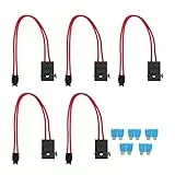 Walfront 5-Teiliges Automobil-Kfz-Flachsicherungshalter-Set 16 AWG Mini-Sicherungshalter-Anschluss mit 5-Teiliger 15-A-Sicherung (ACD-Flachwinkel 10,9 mm)