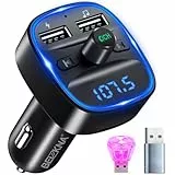 Bluetooth 5.3 FM Transmitter, KFZ Bluetooth Adapter Auto Radio, 2 USB Autoladegerät LED Display Auto Ladegerät Musik-Player Zigarettenanzünder mit Freisprechen, unterstützen BT, SD-Karte, USB-Disk
