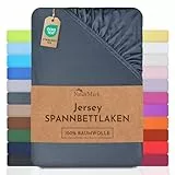 NatureMark Jersey Spannbettlaken, Spannbetttuch 100% Baumwolle in vielen Größen und Farben MARKENQUALITÄT ÖKOTEX Standard 100 | 90 x 200 cm - 100 x 200 cm - anthrazit grau