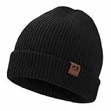 BARFULKER Beanie Mütze Damen Herren, Winter Beanie Mütze Warme Wintermütze Thermo Dehnbare Strickmützen Bequem Wollmütze Winddichte Laufmützen Geschenk Unisex, Schwarz
