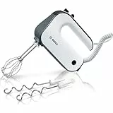 Bosch Handrührer Styline MFQ49300, 5 Stufen, 2 Edelstahl Rührbesen- und Knethaken, Spiralkabel, 850 W, weiß/dark silver