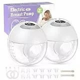 Haokoo Milchpumpe Elektrisch Freihändig für Stillende Mütter – Tragbare Elektrische Milchpumpe für Anfängerinnen, Auslaufsicher, 4 Modi & 12 Stufen, 5 Flanschgrößen (17/19/21/24/27 mm), 2 Stück