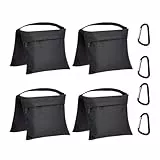 Amazon Basics Fotografische Leere Sandsack-Sets für Lichtständer, Reflektoren, Softboxen und Fotostudio, Maximale Belastung 9kg, 4er Pack, Schwarz