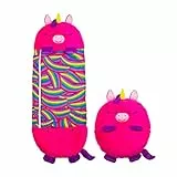 Happy Nappers Einhorn pink | Large 6-12 Jahre | Spielen - kuscheln- schlafen | Flauschiger Kinderschlafsack Kuscheltier, Schlafsack & Kissen - Campingschlafsack