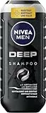 NIVEA MEN Deep Shampoo (250ml), gegen fettiges Haar und Kopfhaut mit Aktivkohle, revitalisierendes Männershampoo für ein langanhaltendes Frischegefühl, tiefenreinigend (Packung mit 5)