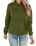 EUHOM Hoodie Damen Kapuzenpullover Baumwolle Pullover Herbst Langarm Sweatshirt Casual Hoody mit Kapuze Leichter Pulli Oberteile (Armeegrün XXL)