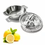 Lemon Zitrus Saftpresse Zitronenpresse mit Behälter 435ml, Edelstahl 18/8 Manueller Zitruspresse Saftpresse Werkzeug für Orangen und Zitronen