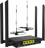 HOSAYA GC111 Industriequalität, 4G CPE LTE SIM-Karte, WLAN-Router, robustes Eisengehäuse, 32 WLAN-Benutzer, RJ45 x 4, Dual Power 12 V/5 V, große SMA-Antennen plus 1,5 m Kabel, 4G-Antennen, mehrere