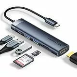 VENTION USB C Hub PD 100W, 6 in 1 Docking Station, 4K HDMI, USB A 3.0 * 2 Datenports, SD/Micro SD Kartenleser USB C Multiport Adapter, Kompatibel für MacBook Pro, Air/Dell/Lenovo/HP