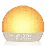 Tageslichtwecker Sanftes Aufwachen für Tiefschläfer,Lichtwecker Sonnenaufgang mit 30 natürliche Klänge und Schlaf-timer 15/30/60/180Min Schlafzimmer Wecker 7 Wecktöne Geschenke für Frauen Männer Teens