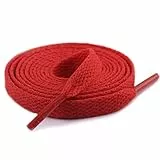 Knixmax 2 Paar Schnürsenkel Flach 9mm Breit Ersatz Schuhbänder Reißfes für Sneaker, Sportschuhe, Laufschuhe, Turnschuhe Rot 150cm