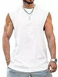 Tank Top Herren Ärmelloser Muskelshirt Workout Sport Fitness T Shirts Männer Gym Tops Trägershirts Tee Top für Men Weiß S