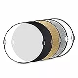 SMALLRIG 5 in 1 Reflektor 110cm 42-Zoll Lichtreflektor, mit Griff, Zusammenklappbarer Fotografie Reflektor, mit Tragetasche, durchscheinend Silber Gold Weiß und Schwarz – 4131