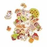 Janod - 24 Magnete aus Holz mit Magneten - Thema Bauernhof - Tiere des Bauernhofs - Holzspielzeug - Ideal für Tafeln oder Kühlschränke - Magnetisches Lernspiel, zum Anfassen, Ausprobieren - Ab 2 Jahre