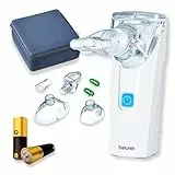 Beurer IH 55 Inhalator, Mesh-Vernebler mit Schwingmembran-Technologie, batteriebetrieben und leise, Selbstreinigungsfunktion, zur Behandlung der oberen und unteren Atemwege, kurze Inhalationszeit