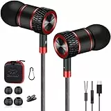 GAMURRY Kopfhörer, USB TyP C, In-Ear, mit Kabeln und Knopf, integriertes Mikrofon, Geräusch- und Stereo-Schallisolierung, kompatibel mit Andriod,PC und Anderen, Schwarz und Rot