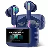 ZYHKON Bluetooth Kopfhörer mit Touchscreen, In Ear Kopfhörer Kabellos Bluetooth 5.4 mit ANC/ENC Mic mit Geräuschunterdrückung, 48H HiFi Stereo Ohrhörer mit 5 EQ-Modi, IP7 Wasserdicht, USB-C, Blau