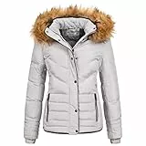 Elara Damen Steppjacke Winter Tailliert Grau Chunkyrayan EL-JA01 Grey 36 (S)