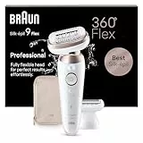 Braun Silk-épil 9 Flex, Epilierer Damen / Haarentferner für langanhaltende Haarentfernung, Ladyshaver, Rasieraufsatz, Trimmeraufsatz, 9-030 3D, Weiß/Rosa Titan