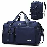 Sporttasche Damen Herren 42L Reisetasche mit Schuhfach Nassfach Wasserdicht Trainingstasche Travel Duffle Bag mit Rucksack Weekender Schwimmtasche Fitnesstasche für Reisen, Fitness, Sport