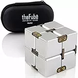 PILPOC theFube Infinity Cube FidgetSchreibtischSpielzeug – PremiumQualität Aluminium Infinite Magic Cube mit exklusiver Hülle, robust, schwer, lindert Stress und Angstzustände, bei ADHS,