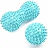 URAQT 2-Pack Spiky Massageball Set, Harter Erdnuss-Massageball für Plantarfasziitis, Triggerpunkttherapie, myofasziale Entspannung, Hellblau