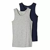 NAME IT Jungen Nkmtank Top 2p Noos Unterhemd, Grey Melange /Pack:w/ Dark Sapphire, 104 EU