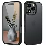 HGH Matt Hülle für iPhone 16 Pro 6,3 Zoll, [Militärschutz] Schutzhülle Samtige Touch Matt Anti-Kratzen, Durchscheinende Rückseite Schutzhülle, Anti-Fingerabdruck (Schwarz)