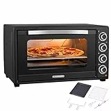 Steinborg® Mini Backofen 60 Liter mit Umluft & Drehspieß, 2000W Tischbackofen groß XXL, 100–230°C, 60 Min Timer, Ober-/Unterhitze & Konvektion, Pizzaofen 3-in-1 inkl. Zubehör