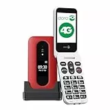 Doro - Leva L30 - Seniorenhandy - 4G-Klapphandy ohne Vertrag - Externes Display - HD-Audioqualität - Kamera - Notruftaste mit GPS - Inklusive Ladestation - Rot/Weiß