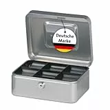 MAUL Geldkassette 2 aus Stahl | abschließbar | Münzgeld-Einsatz herausnehmbar | 20 x 17 x 9 cm | Kasse mit 2 Schlüsseln | geeignet als Spardose | kleiner Safe, Tresor, Trinkgeldkasse | Silber