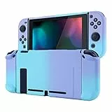 eXtremeRate Schutzhülle für Nintendo Switch Konsole Joycon, Case Griff Tasche Zubehör für Joy Con Konsole,trennbare Schale,andockbare Hülle für Nintendo Switch(Schatten Violett Blau)