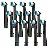 12er Aufsteckbürsten für OralB Vitality Pro, Genius X, Pro Pro Series 3 Plus, Pro 3 Zahnbürste Elektrische, Zahnbürstenaufsatz Kompatibel mit Braun OralB, Precision Ersatzbürsten Schwarz von HSYTEK