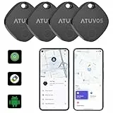 ATUVOS Dual-System Air Tag Pro 4er Pack, Smart Schlüsselfinder Tracker kompatibel mit Android Google Mein Gerät finden or iOS Apple Wo ist? App (Huawei nicht unterstützt), Key Finder für Gepäck,Koffer